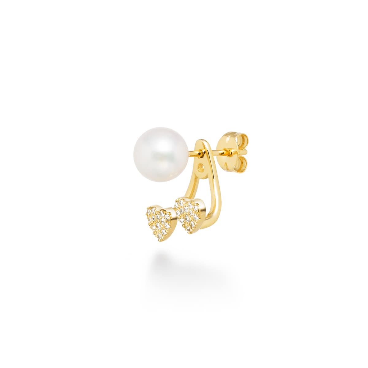 heart pavé duo pearl 耳环