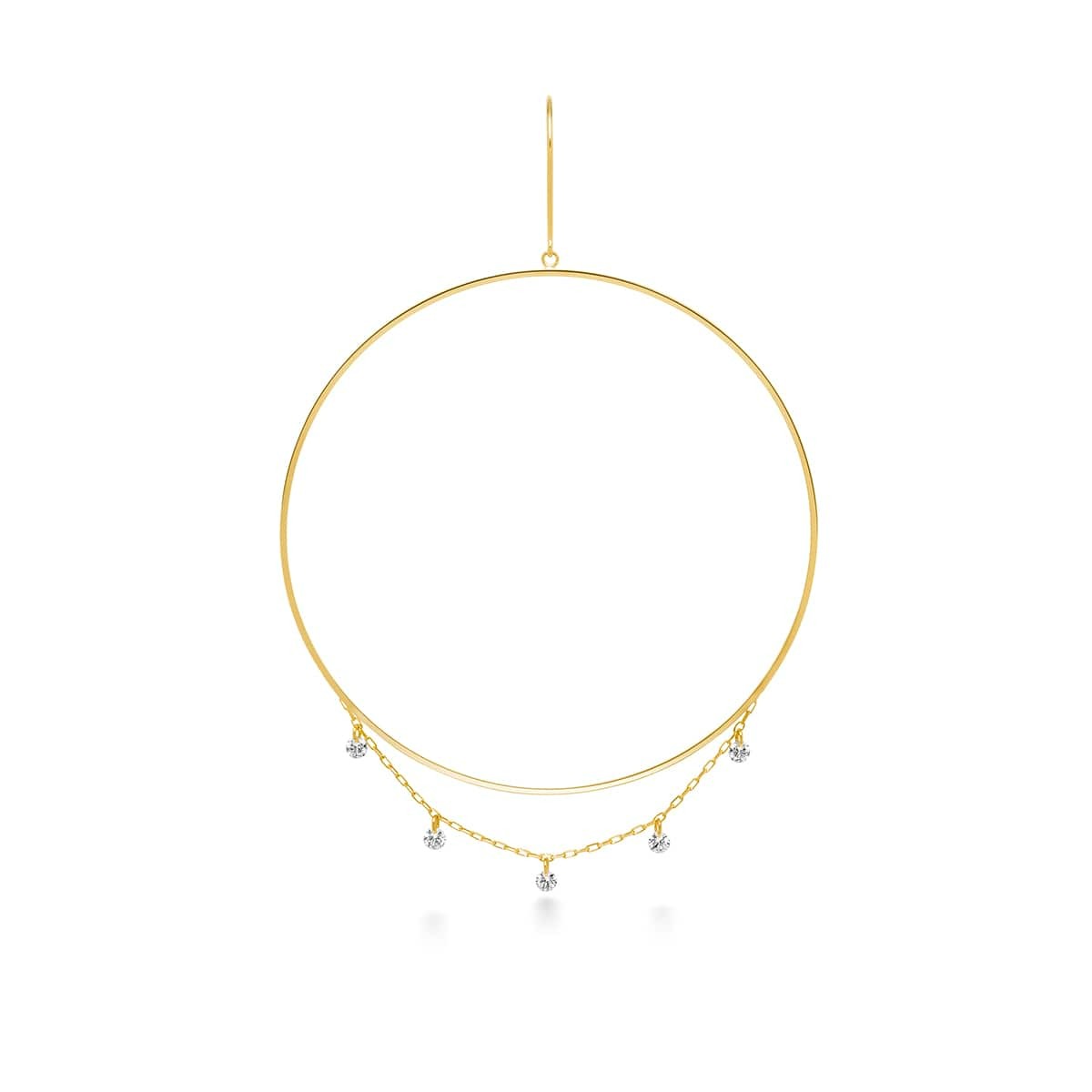 bindu chain diamond hoop 耳环