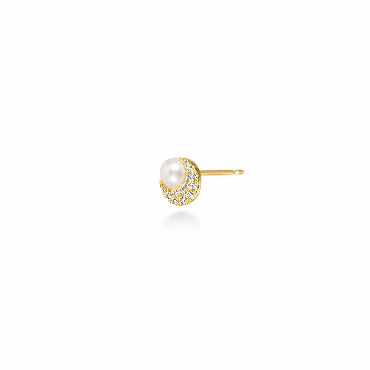 crescent pearl pavé 耳环