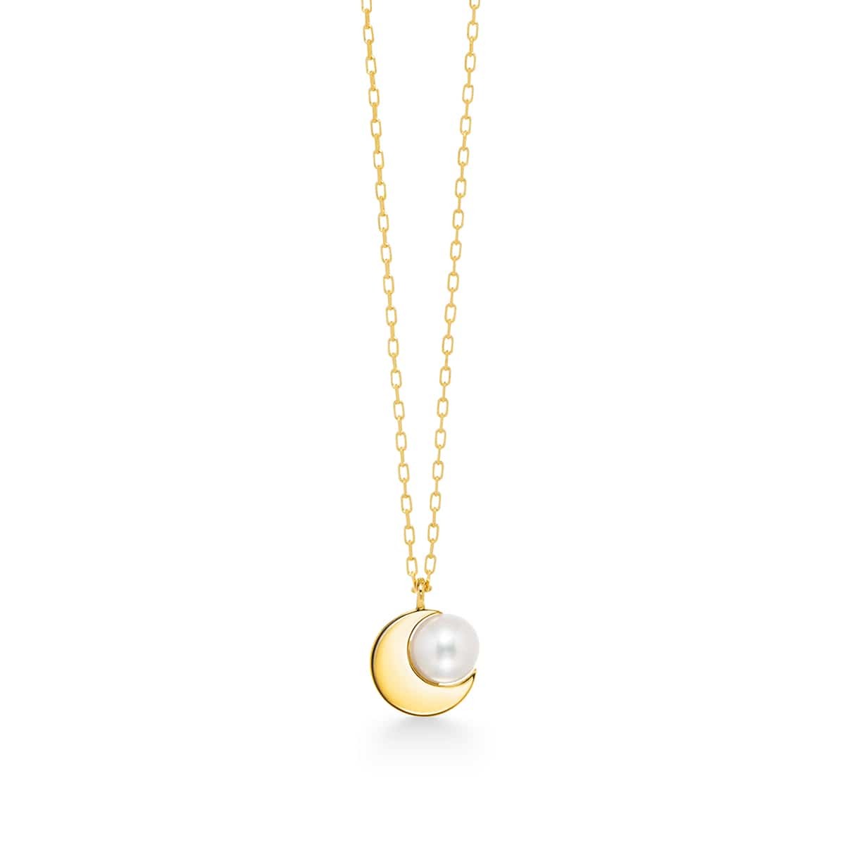 crescent pearl pavé 项链