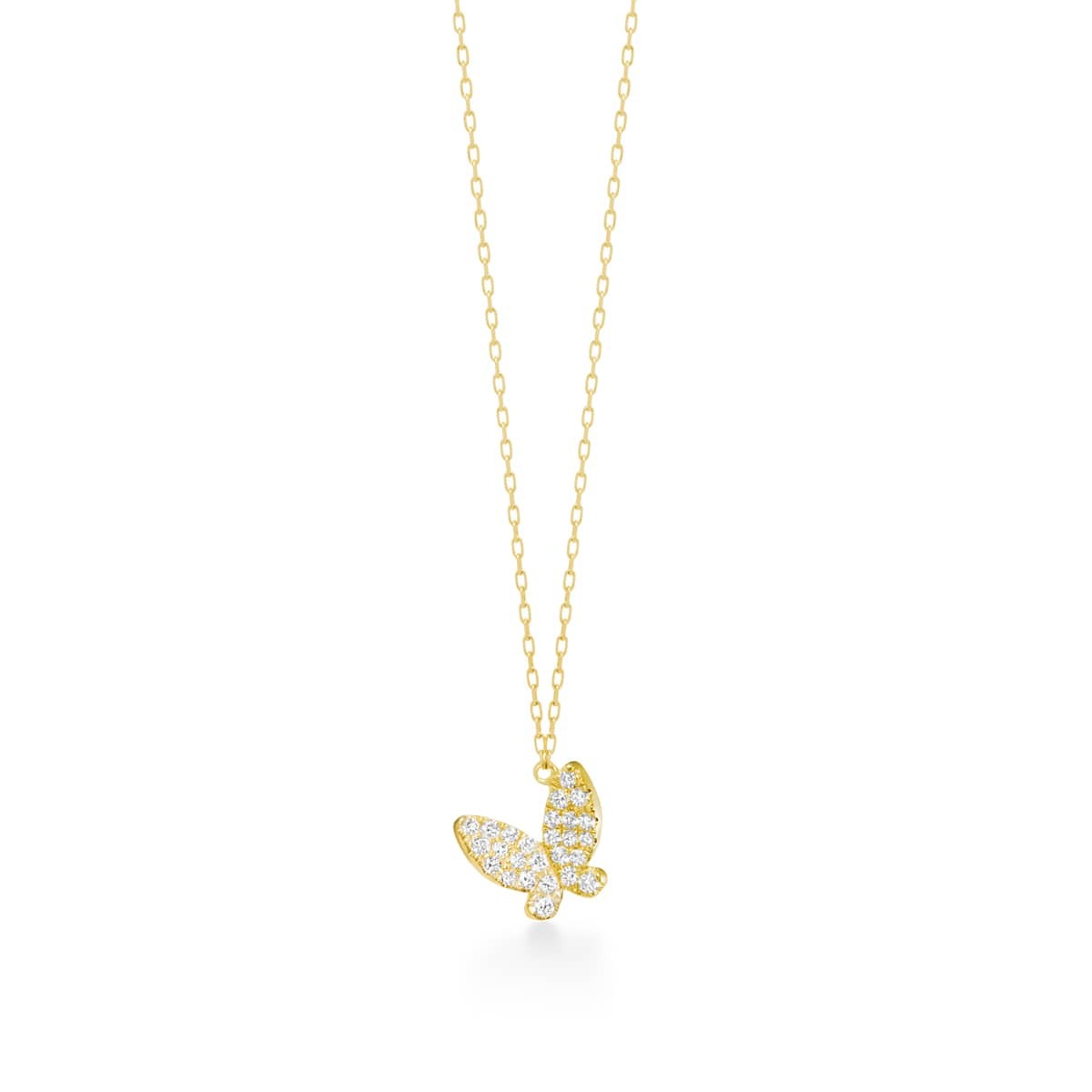 papillon brillant pavé 项链