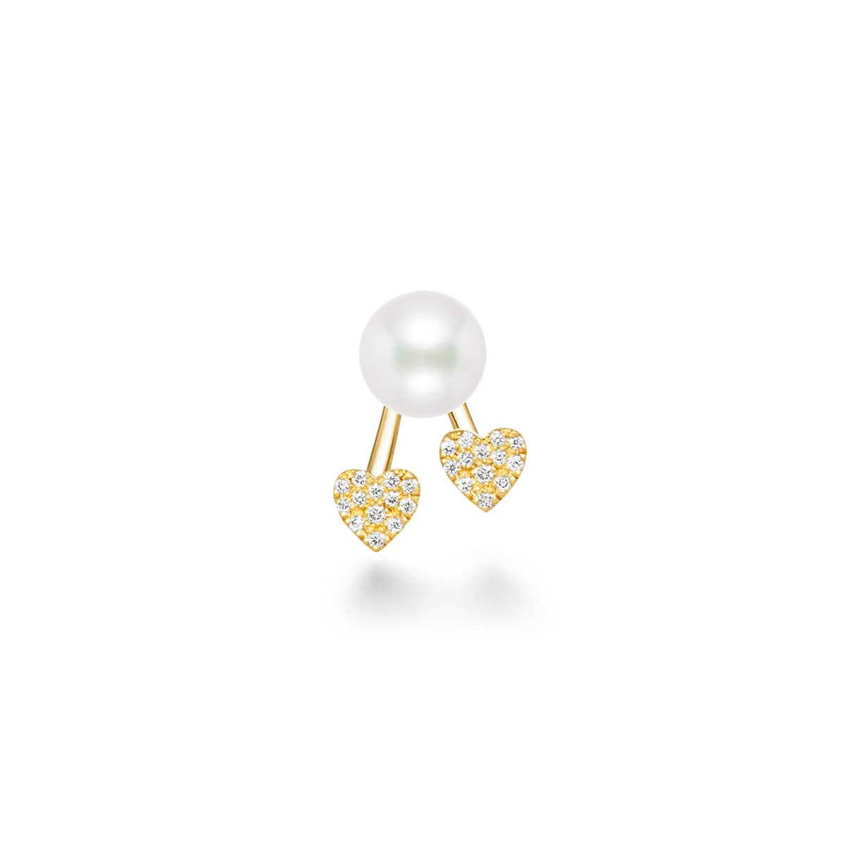 heart pavé duo pearl 耳环